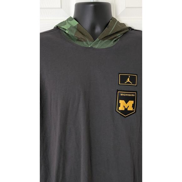 Nike Jordan Onfield Michigan Wolverines Military Hooded Sweatshirt Mens Small - Picture 2 of 14
